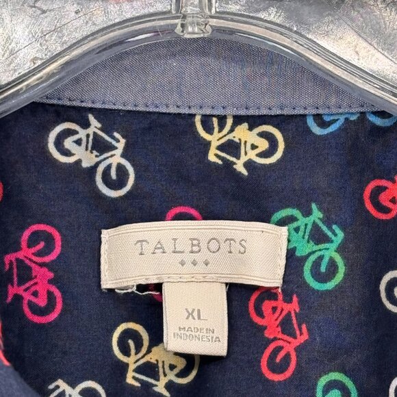 Talbots womens Button-Up Long Sleeve Shirt Bicycle Print 100% Cotton size XL - Picture 2 of 12